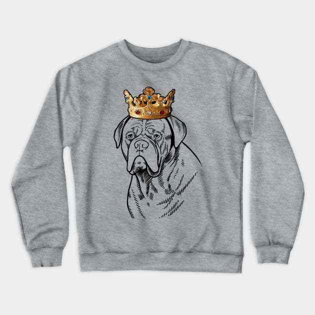 Dogue de Bordeaux Dog King Queen Wearing Crown Crewneck Sweatshirt by millersye